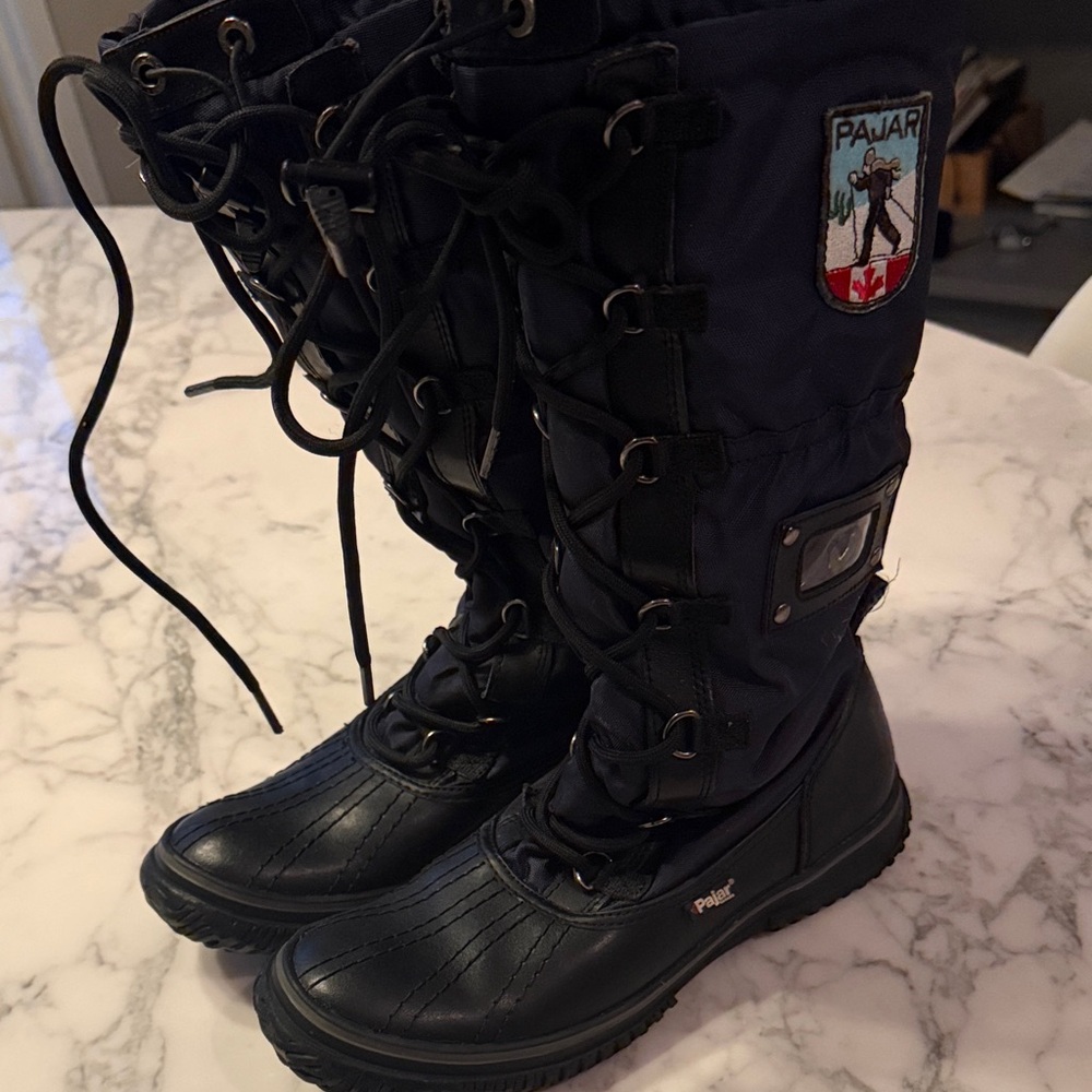 Pajar Navy Blue and Black Lace-Up Boots